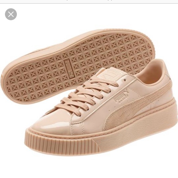 puma basket patent leather sneakers beige puma basket patent leather sneakers beige